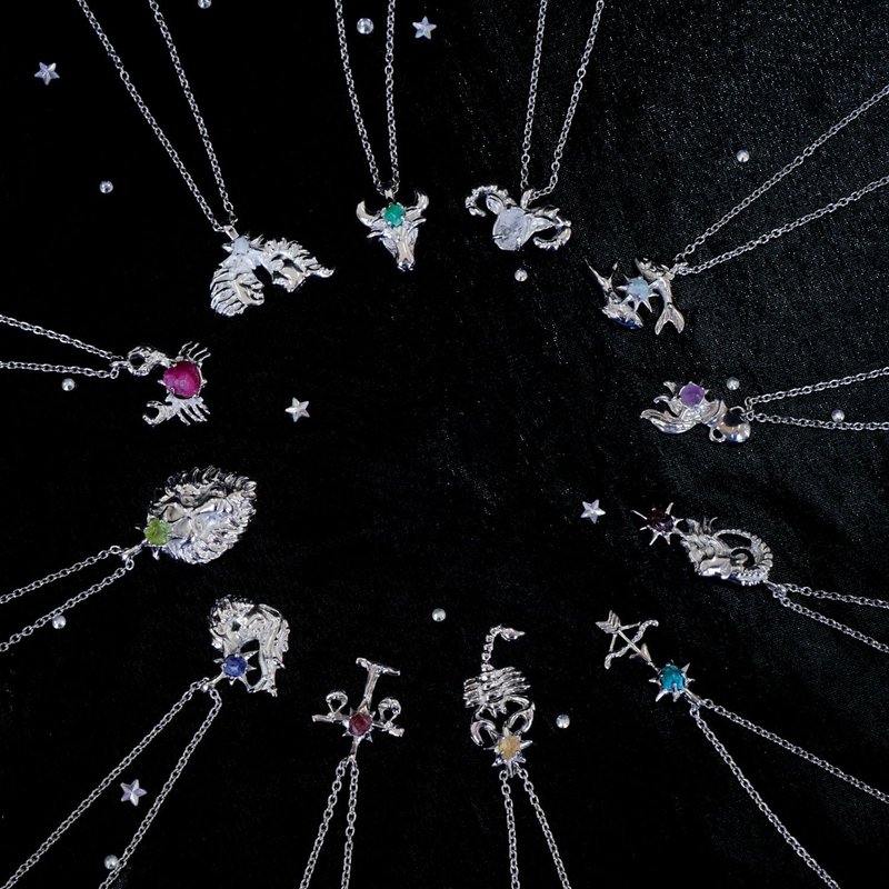 Astrology Pendant - General Rings - Semi-Precious Stones Silver