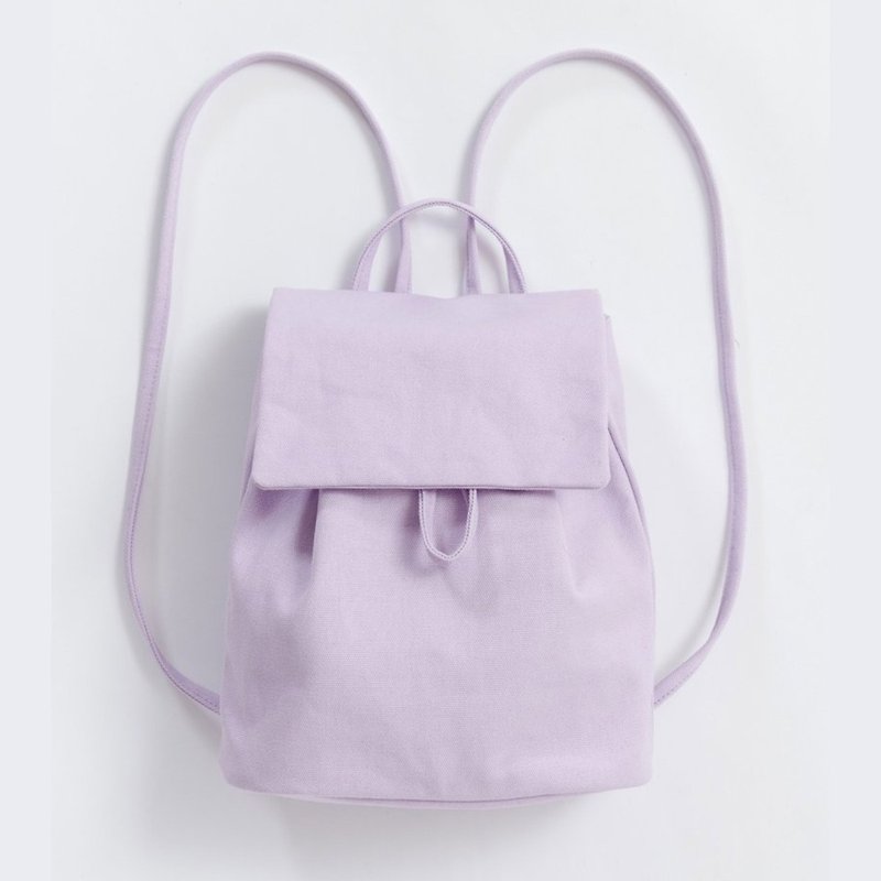 BAGGU Mini Backpack - Lilac Violet - กระเป๋าเป้สะพายหลัง - ผ้าฝ้าย/ผ้าลินิน สีม่วง