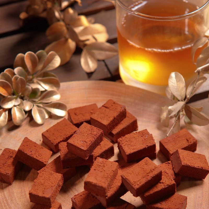 巧克力雲莊-香檳醇酒生巧克力(125g/盒) 附提袋 情人節禮物 - 巧克力 - 新鮮食材 金色