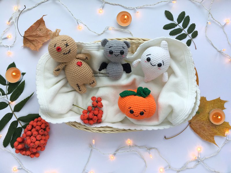 Digital Download - PDF | Crochet amigurumi pattern Halloween set stuffed toys - เย็บปัก/ถักทอ/ใยขนแกะ - งานปัก หลากหลายสี