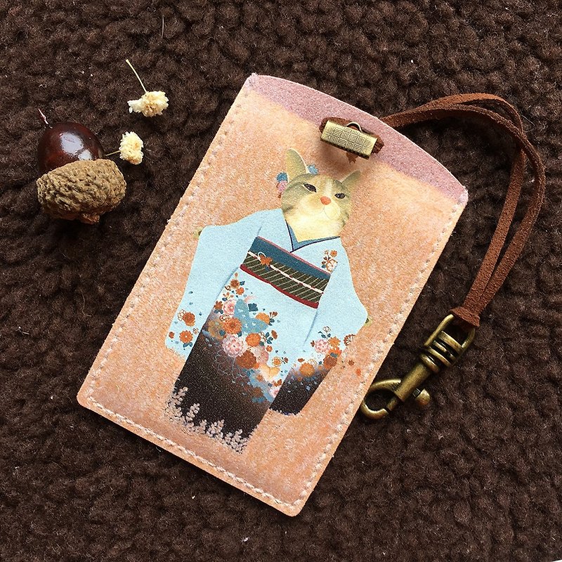 Cat Ukiyo-e-Eichhornia cats (card set / ID set) - ID & Badge Holders - Faux Leather Multicolor