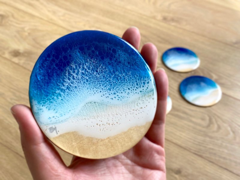 Handmade Coasters, set of 2, Wedding Gift, Home Gift, Functional Art - 杯墊 - 木頭 藍色
