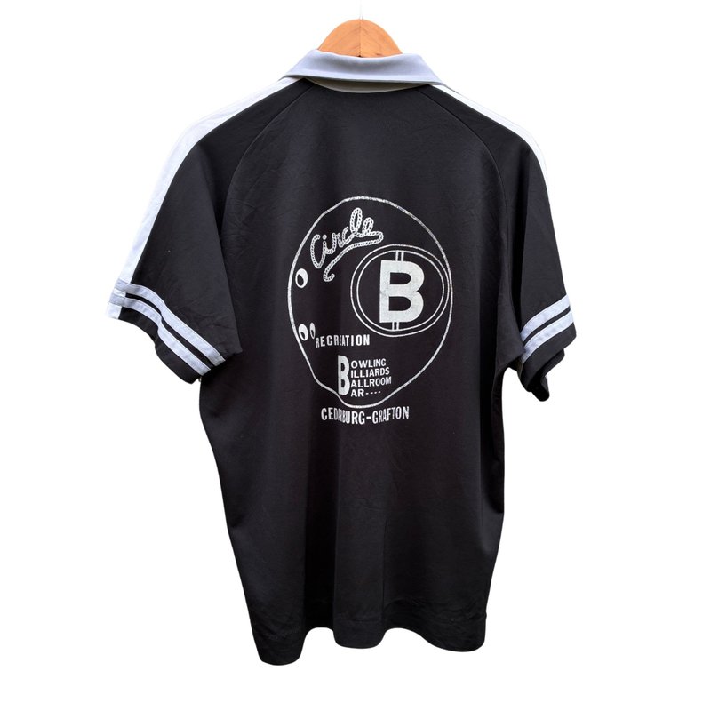Vintage 80s King Louie  Circle Recreation Polo Bowling Shirt - 男襯衫/休閒襯衫 - 棉．麻 黑色