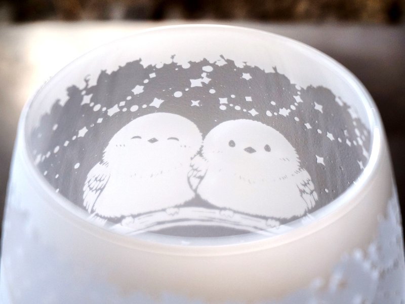 シマエナガの止まり木グラス - その他のカップ - ガラス ホワイト