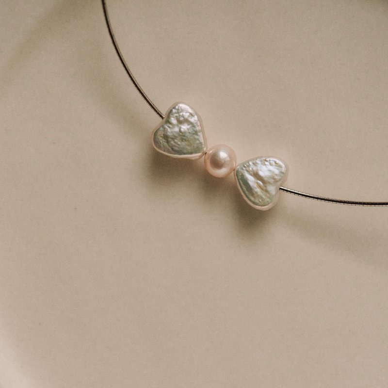 Lilly_Keshi珍珠蝴蝶結項鍊 - 項鍊 - 珍珠 多色