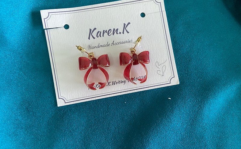 Spot Ribbon Bow Rotten Tomatoes Don't Have to Wait - Earrings & Clip-ons - Resin Red