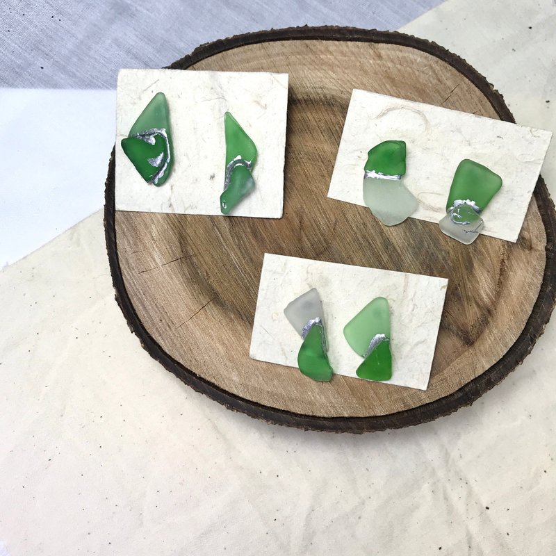【SISIRE |永續珠寶】海玻璃耳環 海廢飾品 垃圾變黃金吧 - 耳環/耳夾/耳骨夾 - 玻璃 綠色