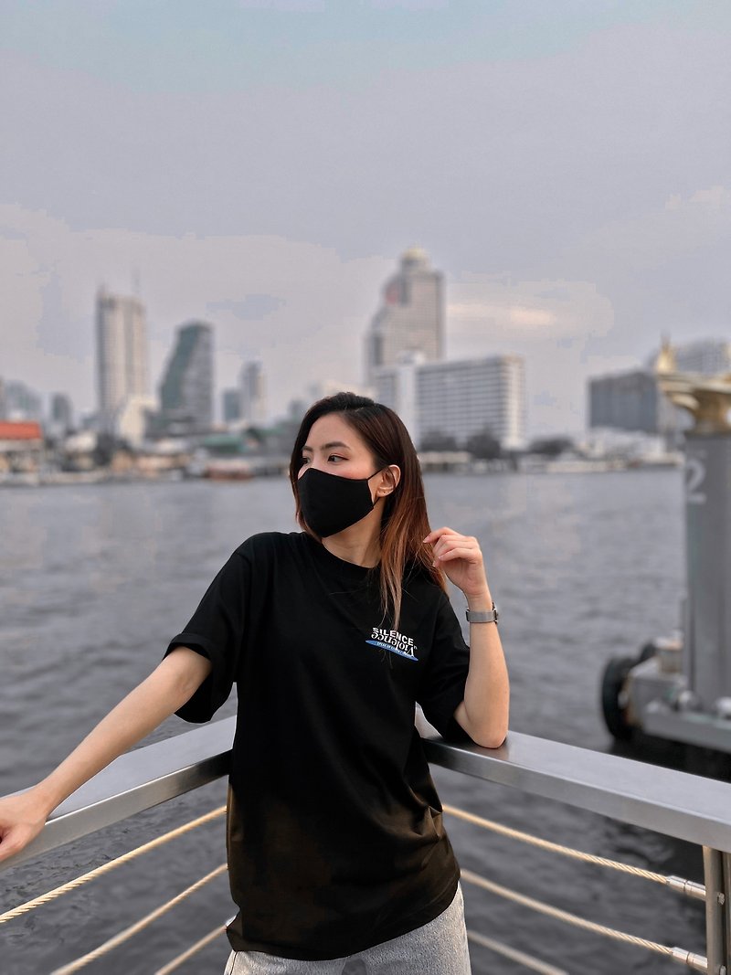 棉．麻 男 T 恤 - Silence Violence Oversize T-Shirt with graphic front&back