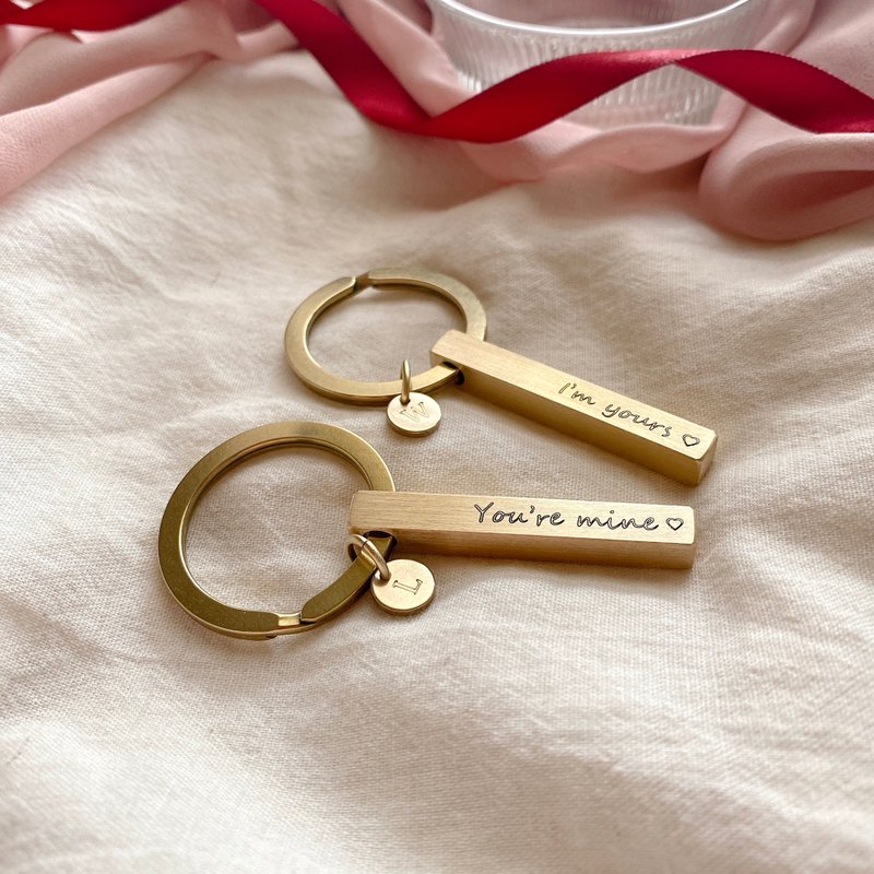 Valentines Day Limited- Brass handmade key chain set - Keychains - Copper & Brass Gold