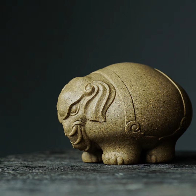 送禮紫砂壺茶壺象 与 祥 字谐音象征着吉祥如意 大象禀性温顺憨实 - 茶壺/茶杯/茶具 - 陶 灰色