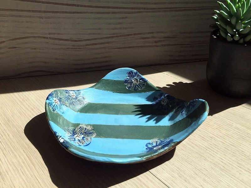 夏色むら_陶器皿 - 小皿 - 陶器 ブルー