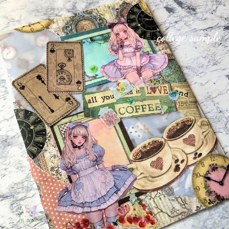 コラージュシート デザインペーパー a4 素材紙 コラージュ素材 セット 人物 紙もの ペーパークラフト用紙 素材シート 女の子 おしゃれ - 木工/竹藝/紙雕 - 紙 藍色
