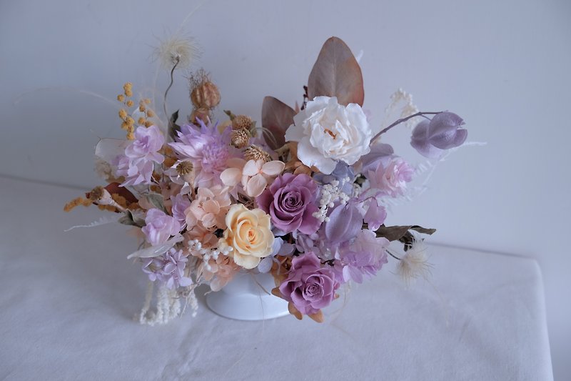 Mother's Day gift [btf elegant eternal potted flower] housewarming, opening celebration, promotion congratulations - ช่อดอกไม้แห้ง - พืช/ดอกไม้ สีส้ม