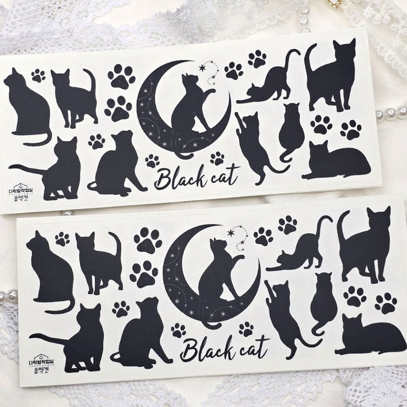 :Black Cat: Matte Transparent sticker - 貼紙 - 其他材質 