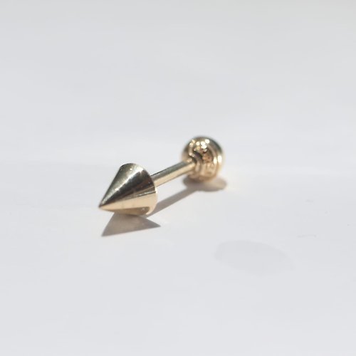 CHARIS GRACE 14K 立體金尖錐鎖珠耳環(單個)