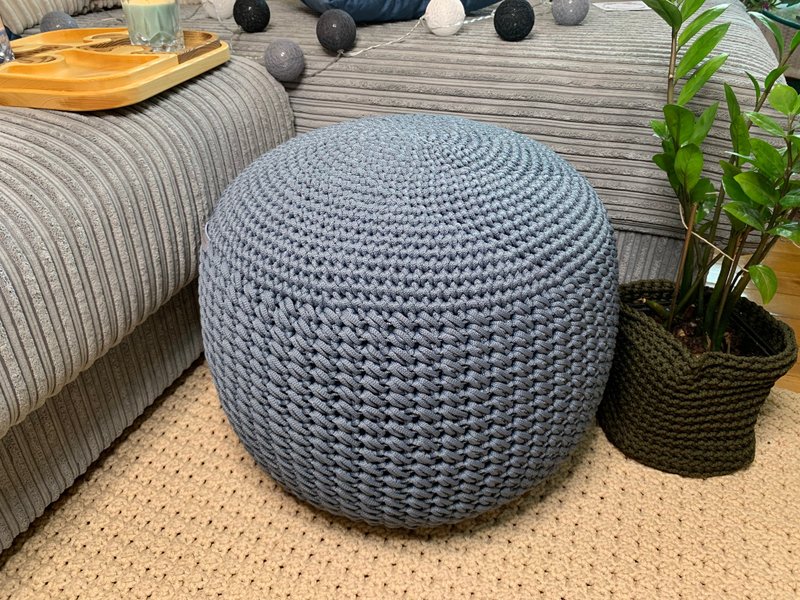 Crochet round pouf ottoman Living room ottoman poufs - Chairs & Sofas - Polyester 