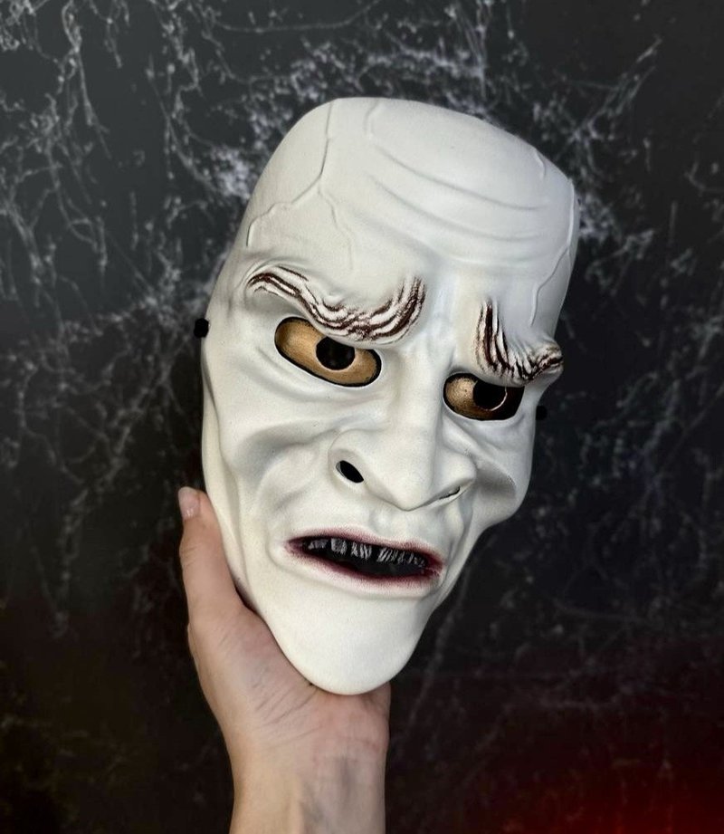 Noh Mask Otoko, Kojo Mask, Okina Mask, Japanese theater mask, Old Man Mask - 口罩/口罩收納套 - 樹脂 白色