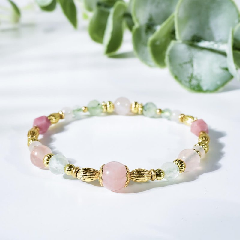 Follow the spring to travel | A108 rose quartz Stone Stone - Bracelets - Gemstone Pink