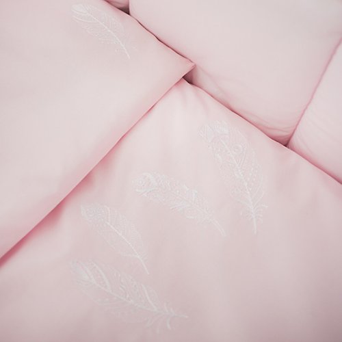 Cot and Cot Pink baby girl crib bedding - embroidered feather bedding