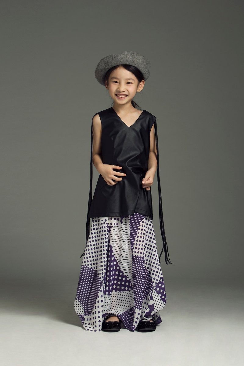 Faux Leather Spotted Two Piece Dress / FW2017 - Kids' Dresses - Other Materials 