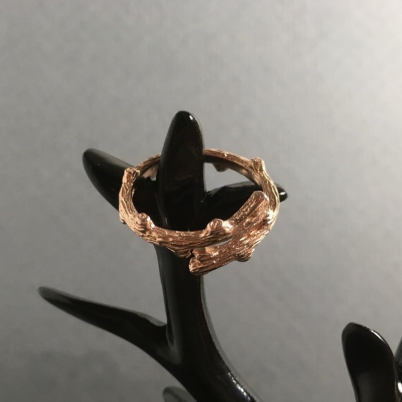 925 dull Silver Rose Gold branch ring - แหวนทั่วไป - โลหะ สีทอง