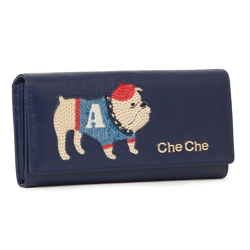 かわいい犬は虎の財布をデカール - 財布 - 革 ブルー