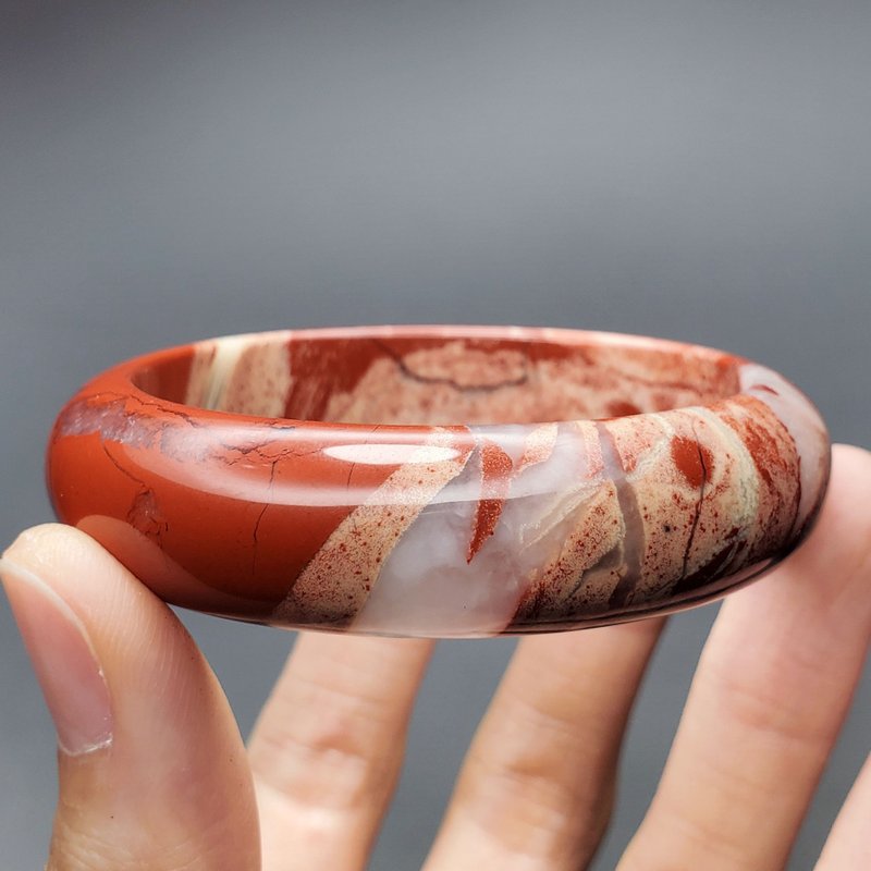 天然 頂級 南非 紅碧玉 金龍紋 紅運當頭 無瑕 手鐲 17cm 單品 - 手鍊/手環 - 寶石 紅色
