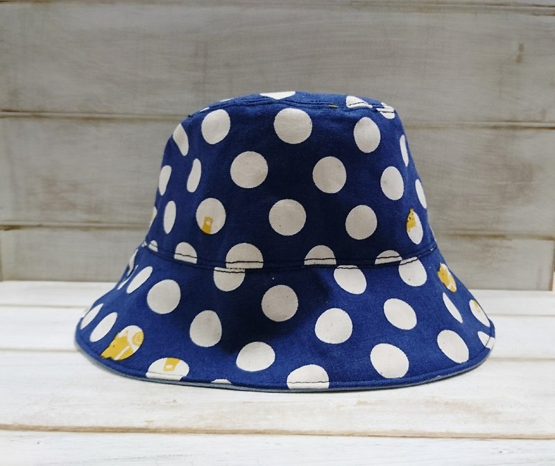 Little small brown dog & light blue plain-sided hat / visor (child models) - Hats & Caps - Cotton & Hemp Blue