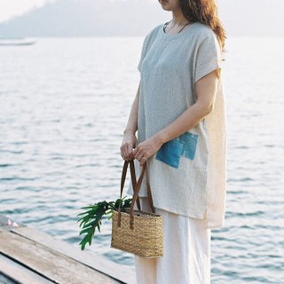 **Summer Breeze ~ simple U | Natural indigo on linen**