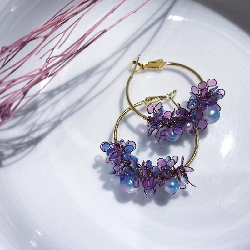 Angel flower baskets [galaxy] - Earrings & Clip-ons - Paper Purple