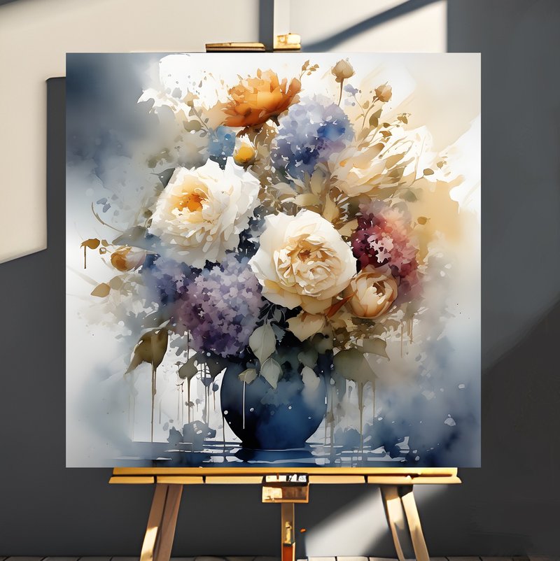 Watercolor wedding bouquet painting, home decor, painted flowers, home decor - 電子似顏繪/繪畫/插畫 - 其他材質 