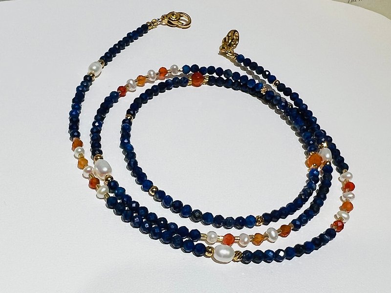 Natural lapis lazuli glasses chain/mask chain/necklace/three-purpose chain - Glasses & Frames - Gemstone 