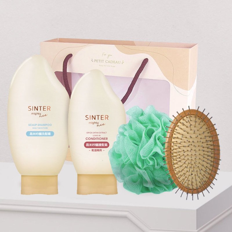 SINTER smooth hair and make fortune-Jingmi Ginjo bath set (shampoo + conditioner + random wooden comb) - Shampoos - Other Materials Transparent