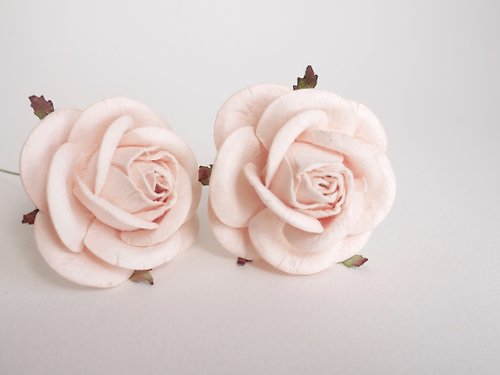 makemefrompaper Small DIY Paper Flower, 2 pieces mulberry rose size 4.5 cm., pale pink colors.