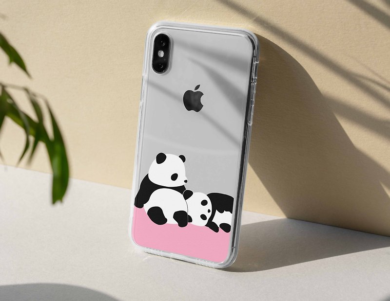 愛嬌パンダ透明ゼリー電話ケースソフトケースiPhoneASUS iPhone X 8 7 6 plus + - スマホケース - シリコン 透明