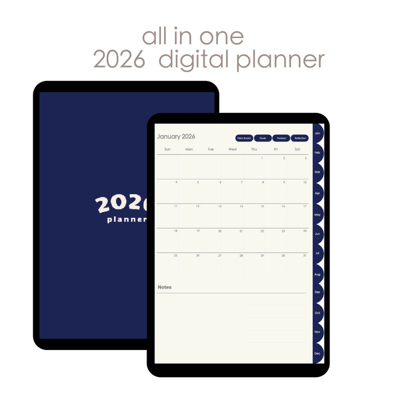 2026 晴山藍色系 電子手帳  | Goodnotes | 送貼紙 | 跳轉式 - 電子手帳及素材 - 其他材質 