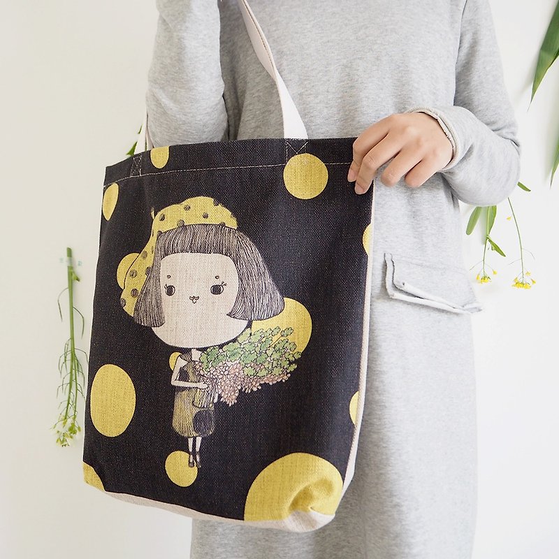Miss original design buns bags / shopping bag / bags bulk / textured cotton Linen/ shoulder bag - Messenger Bags & Sling Bags - Cotton & Hemp Yellow
