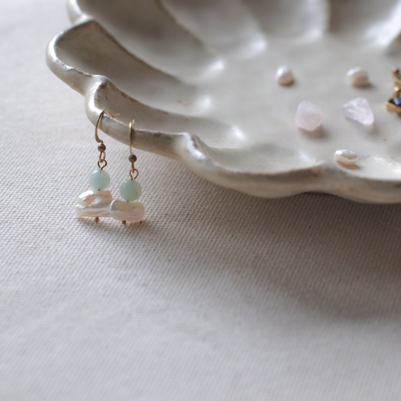 Freshwater Pearl Natural Stone Earrings-Look at the Clouds/Ear Needle/Clip/Customized