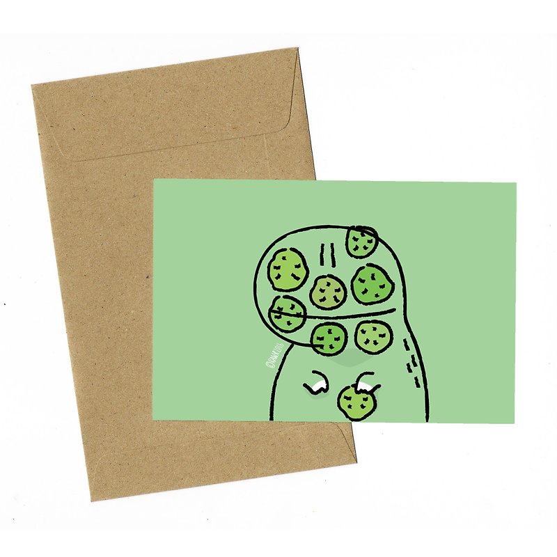 恐竜キュウリフェイスマスクカード封筒付き - カード・はがき - 紙 グリーン