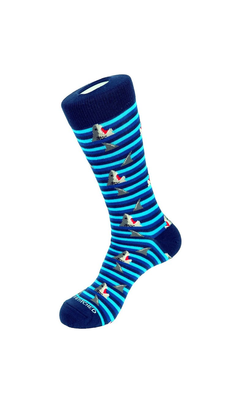 Shark Socks, by Unsimply Stitched, Blue - Socks - Cotton & Hemp Blue