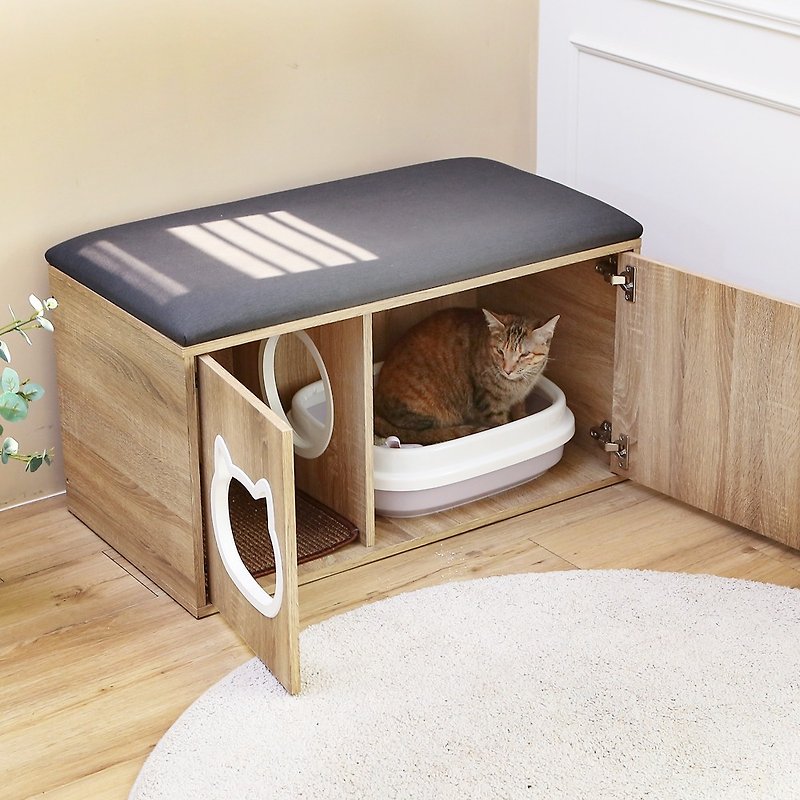 [Slowly] MIT all-round hide-and-seek storage small world storage cabinet cat house cat cabinet - กล่องเก็บของ - ไม้ สีนำ้ตาล