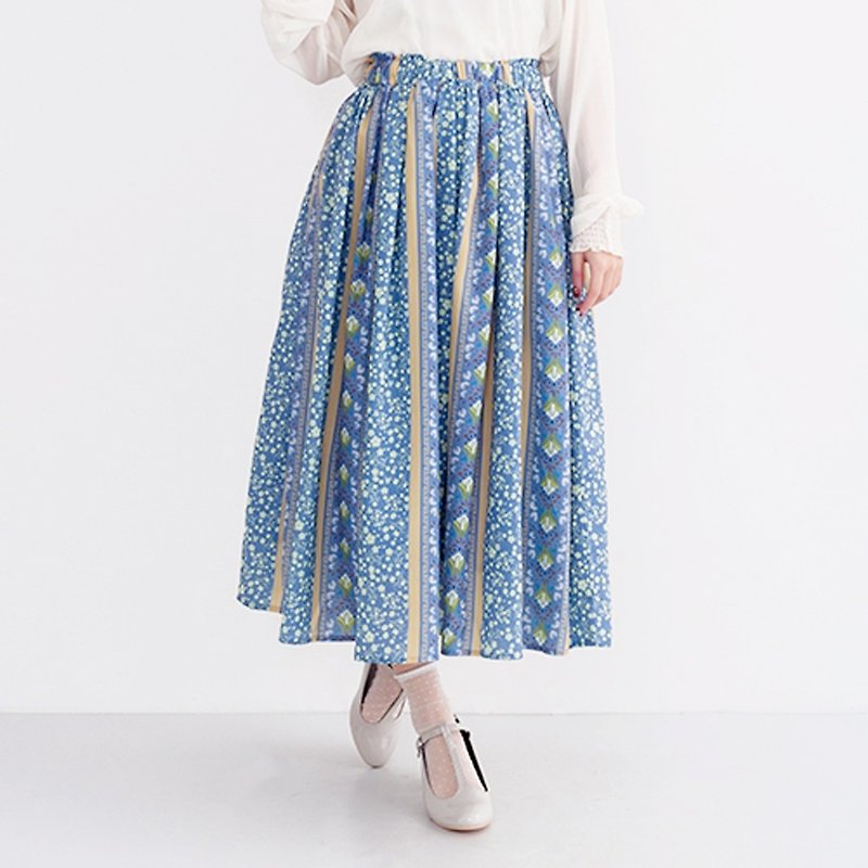 Swiss Embroidery Pattern Flare Skirt - Skirts - Polyester Blue