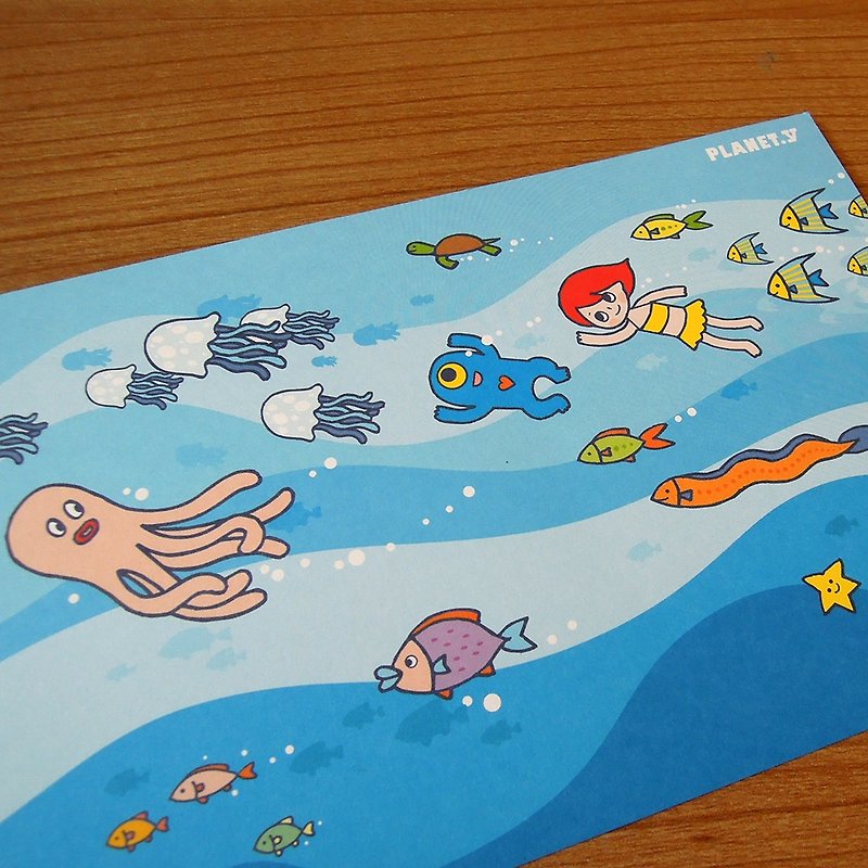 y星球_我愛海洋明信片 - 心意卡/卡片 - 紙 藍色
