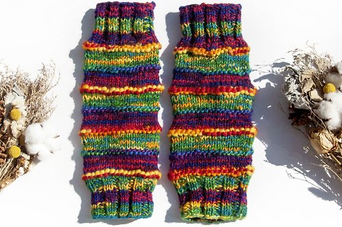 omhandmade 手織純羊毛針織襪套/編織羊毛襪套/內刷毛襪套/保暖襪套-西班牙風