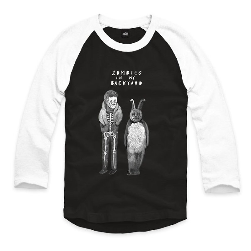 Donnie & Frank-Black/White-3/4 Sleeve Baseball T-Shirt - Men's T-Shirts & Tops - Cotton & Hemp Black