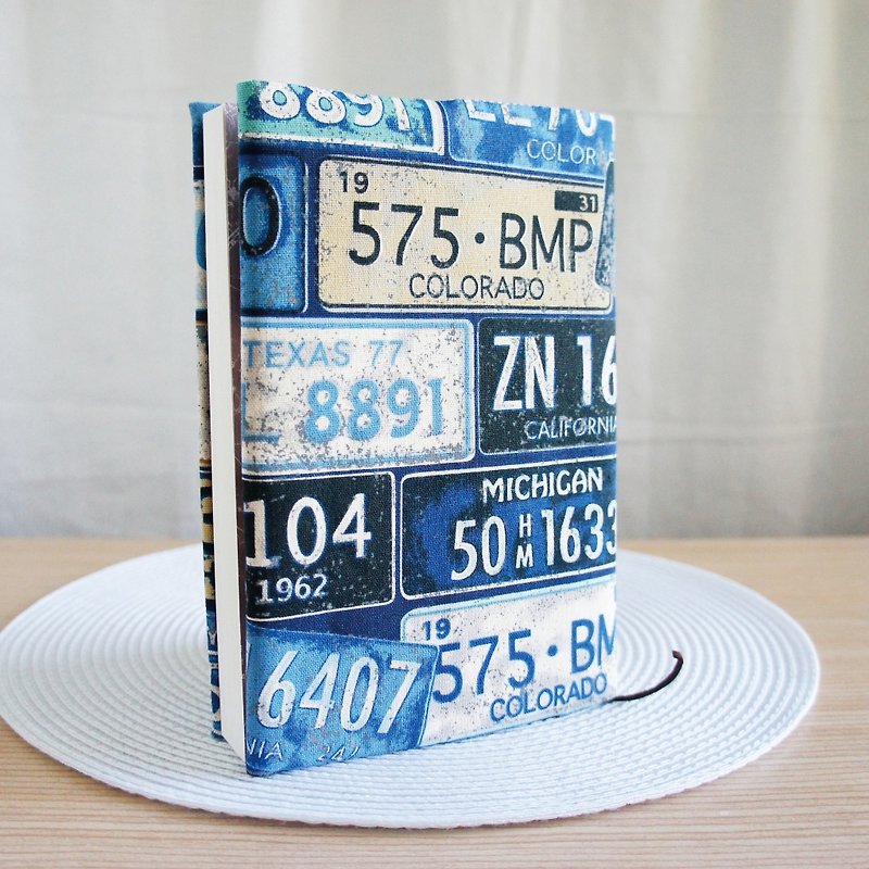 Lovely [blue and blue retro license plate double-sided cloth book jacket] book cover [25K log, A5 hand account available] - ปกหนังสือ - ผ้าฝ้าย/ผ้าลินิน สีน้ำเงิน