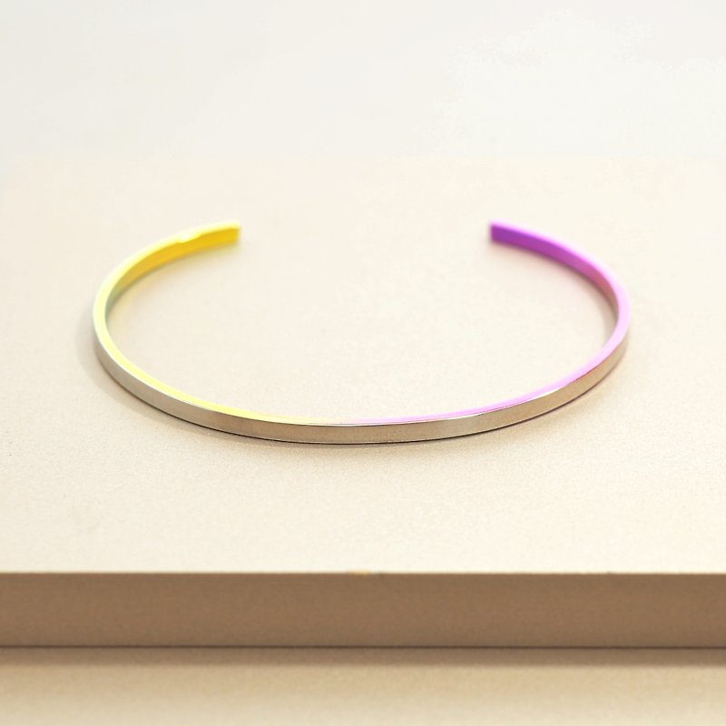 2mm Simple Flat Bangle inner Autumn Gradation - Bracelets - Other Metals Purple