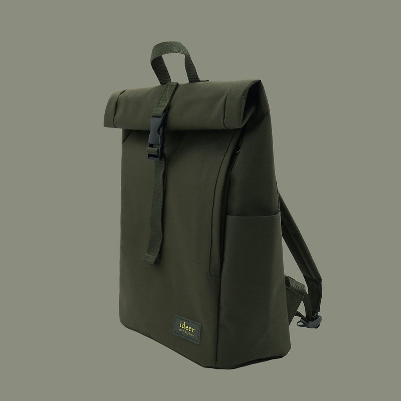 [Seasonal Special] Military Green Water-Repellent Nylon Anti-Theft Backpack Laptop Backpack Computer Bag - กระเป๋าเป้สะพายหลัง - วัสดุอื่นๆ สีเขียว