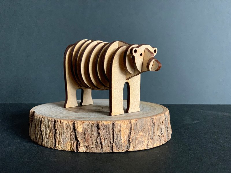 3D立體動物拼圖 北極熊Polar bear - 木工/竹藝/紙雕 - 木頭 卡其色