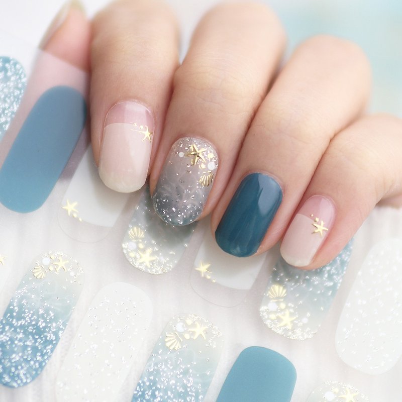 【Lunacaca Gel Nail Sticker】C00983 Floating Star Sea Simple and Easy to Use | Does not hurt real nails - Nail Polish & Acrylic Nails - Plastic 